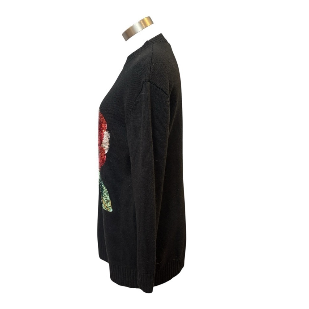 Desigual X Christian Lacroix Oversized Sequin Pullover Sweater Floral Black Sz M - Picture 6 of 9